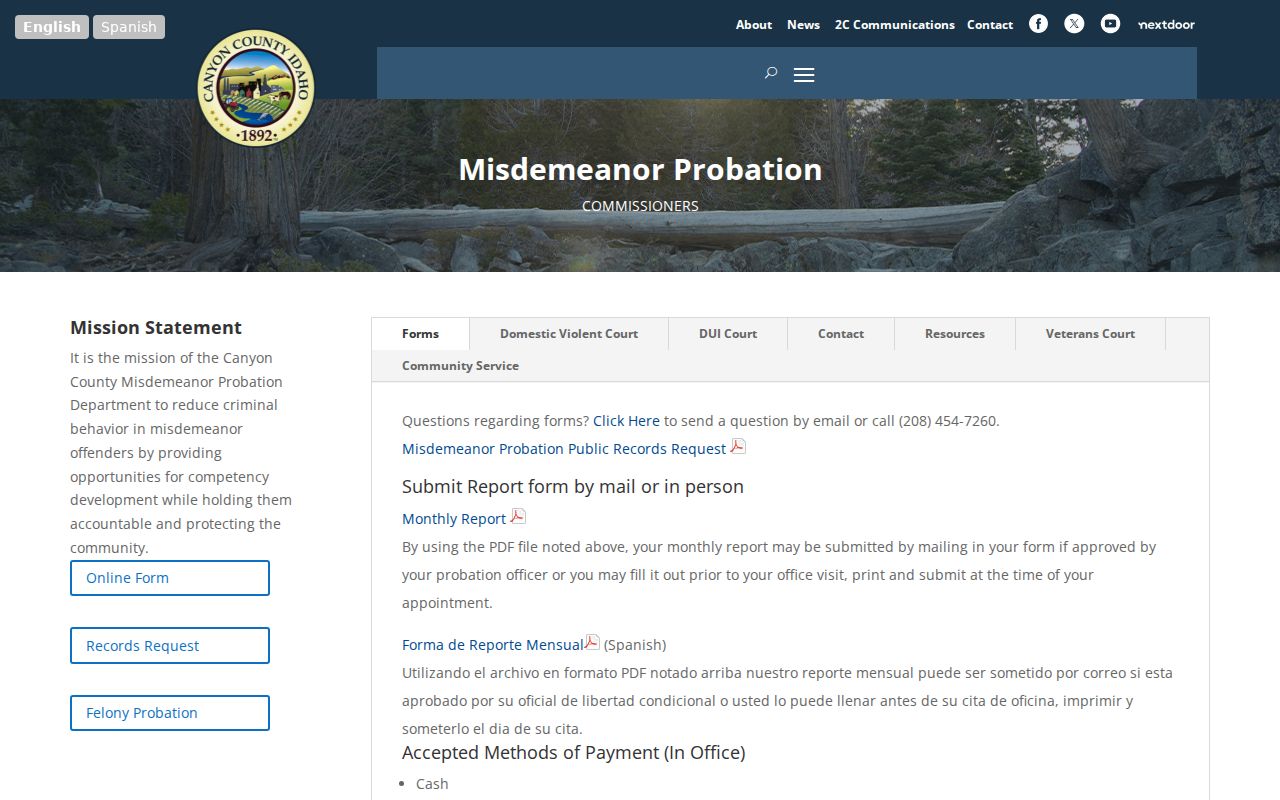 Caldwell criminal court history and misdemeanor probation source