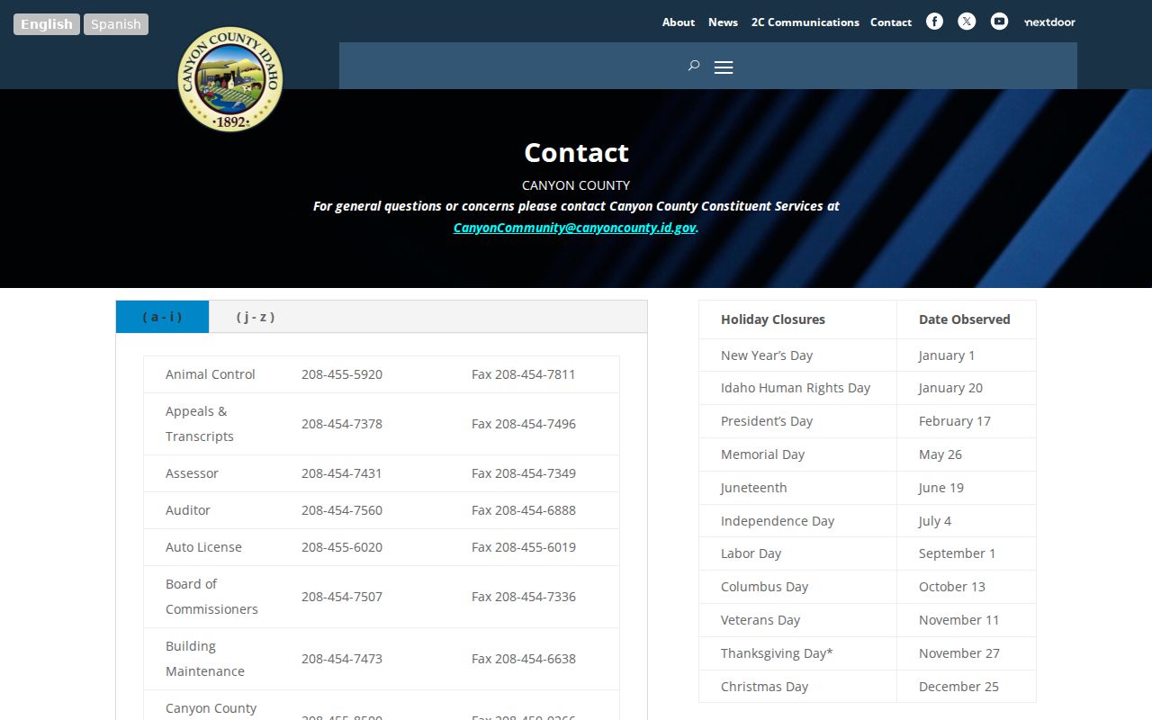Canyon County criminal records office directory