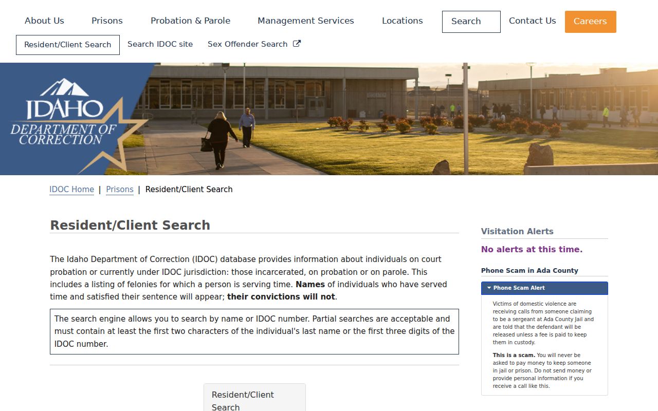 IDOC search for Canyon County criminal history supervision