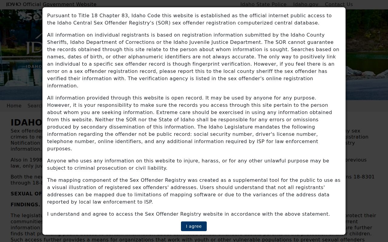 Idaho registry for a Canyon County sex offender check