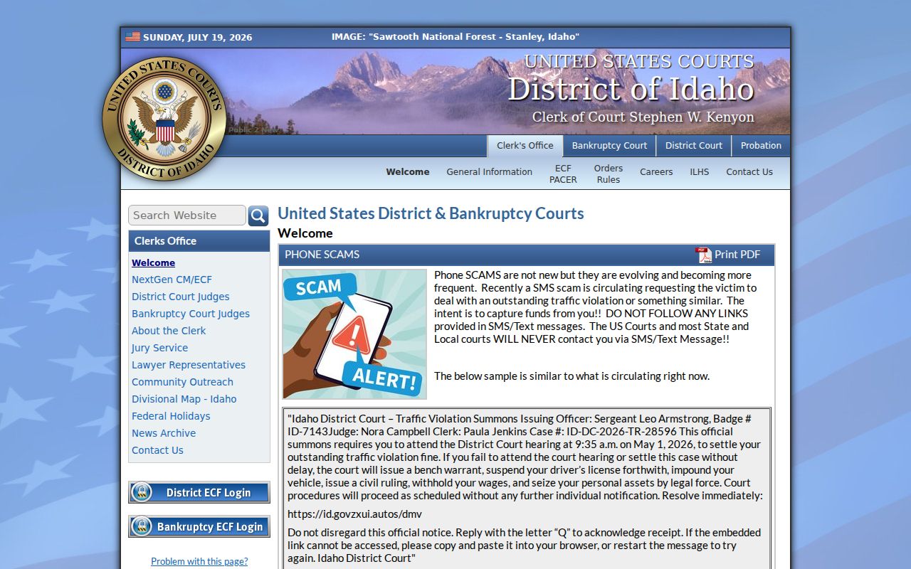 Middleton criminal case records in the federal District of Idaho