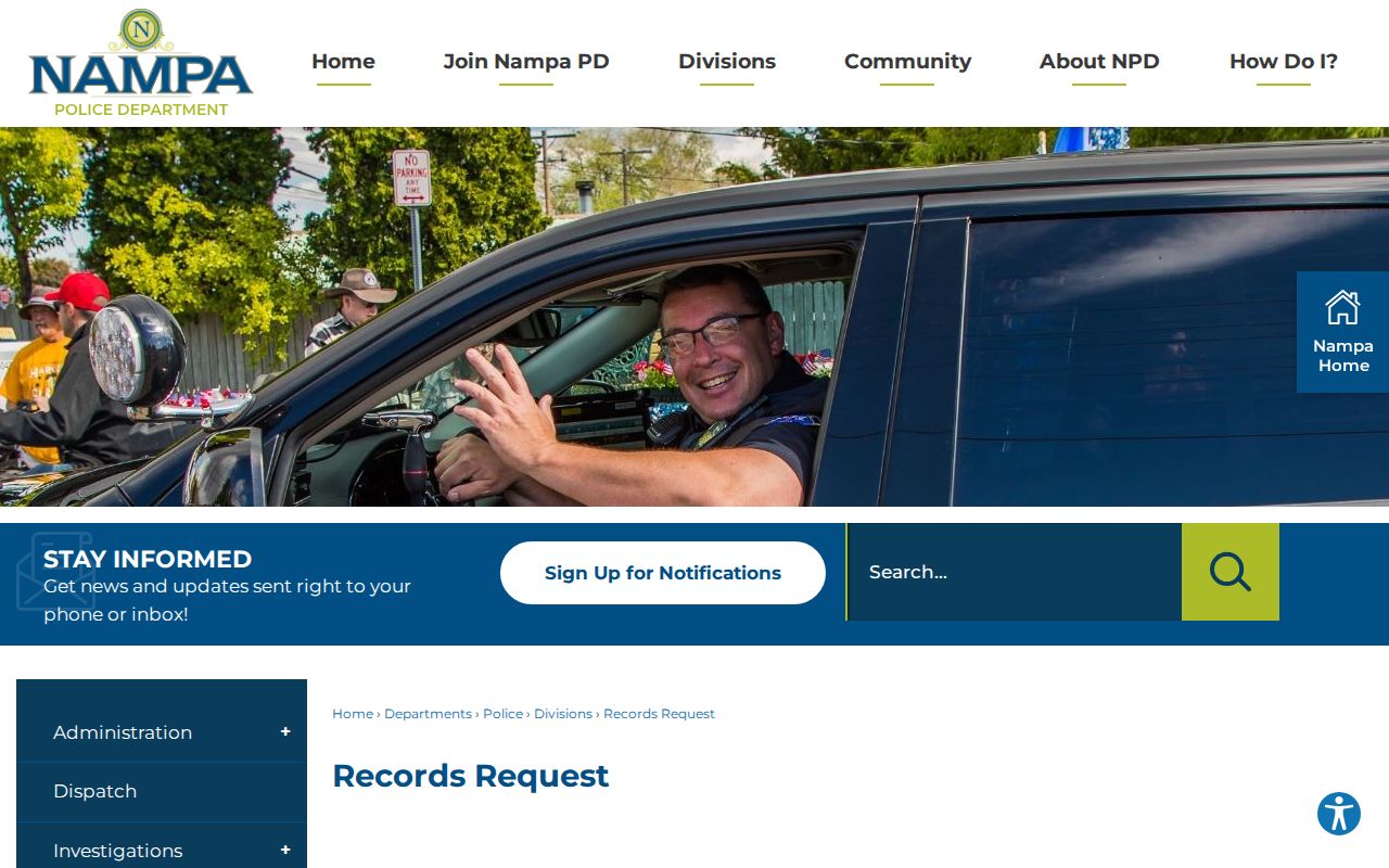 Nampa criminal history police records request channel
